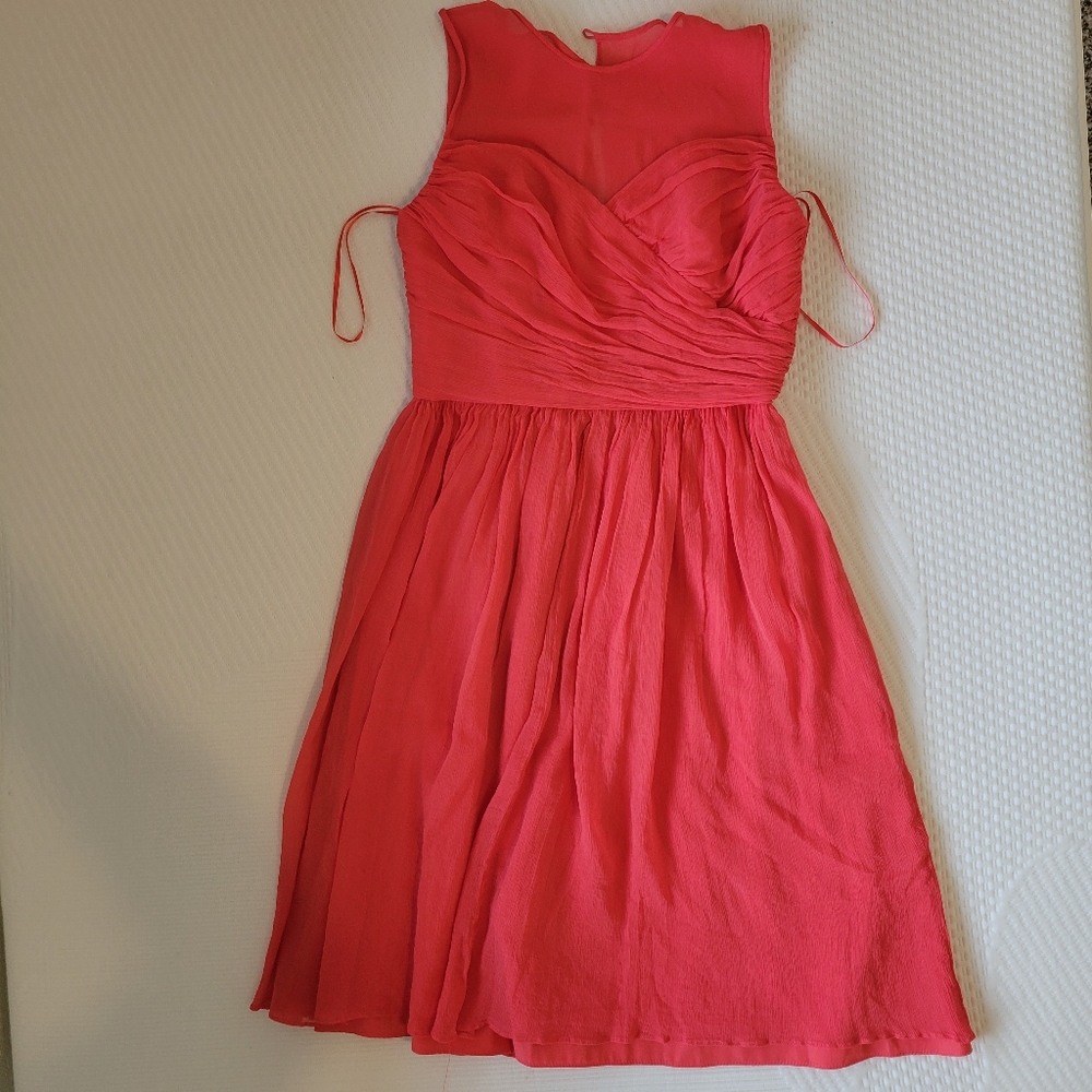 J. Crew Silk Chiffon Coral Dress Size 2 - Picture 2 of 7